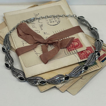 Silver Leaf Choker with Black Stones Bloomers and Frocks